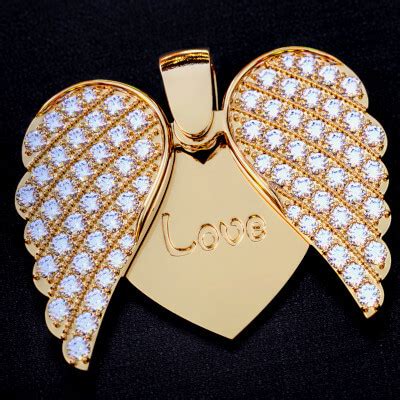 Heart Pendant With Wings and Diamonds 3D Print 